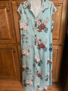 MISSLOOK Light Blue Floral Button-Down Maxi Dress